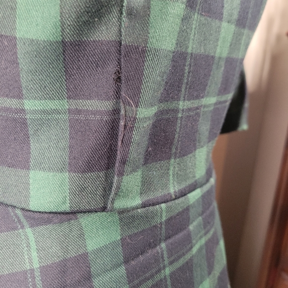 Green Plaid Three Quarters Sleeve Mini Dress - Picture 7 of 7